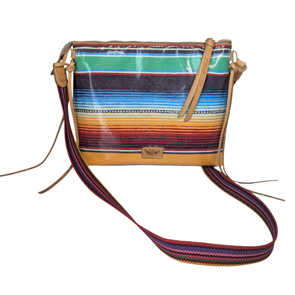 Consuela Handbags - Consuela Downtown Crossbody Bag in Deanna Canvas Stripe Multicolor Yellow Blue